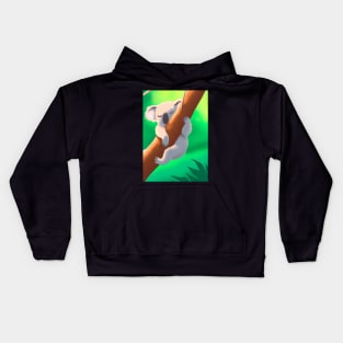 A koala hanging from a tree Kids Hoodie